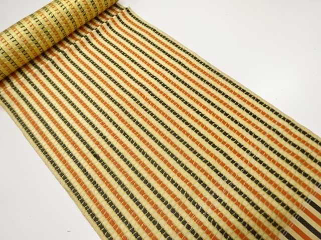 JAPANESE KIMONO / ANTIQUE BOLT FOR HASSUN OBI / WOVEN STRIPE